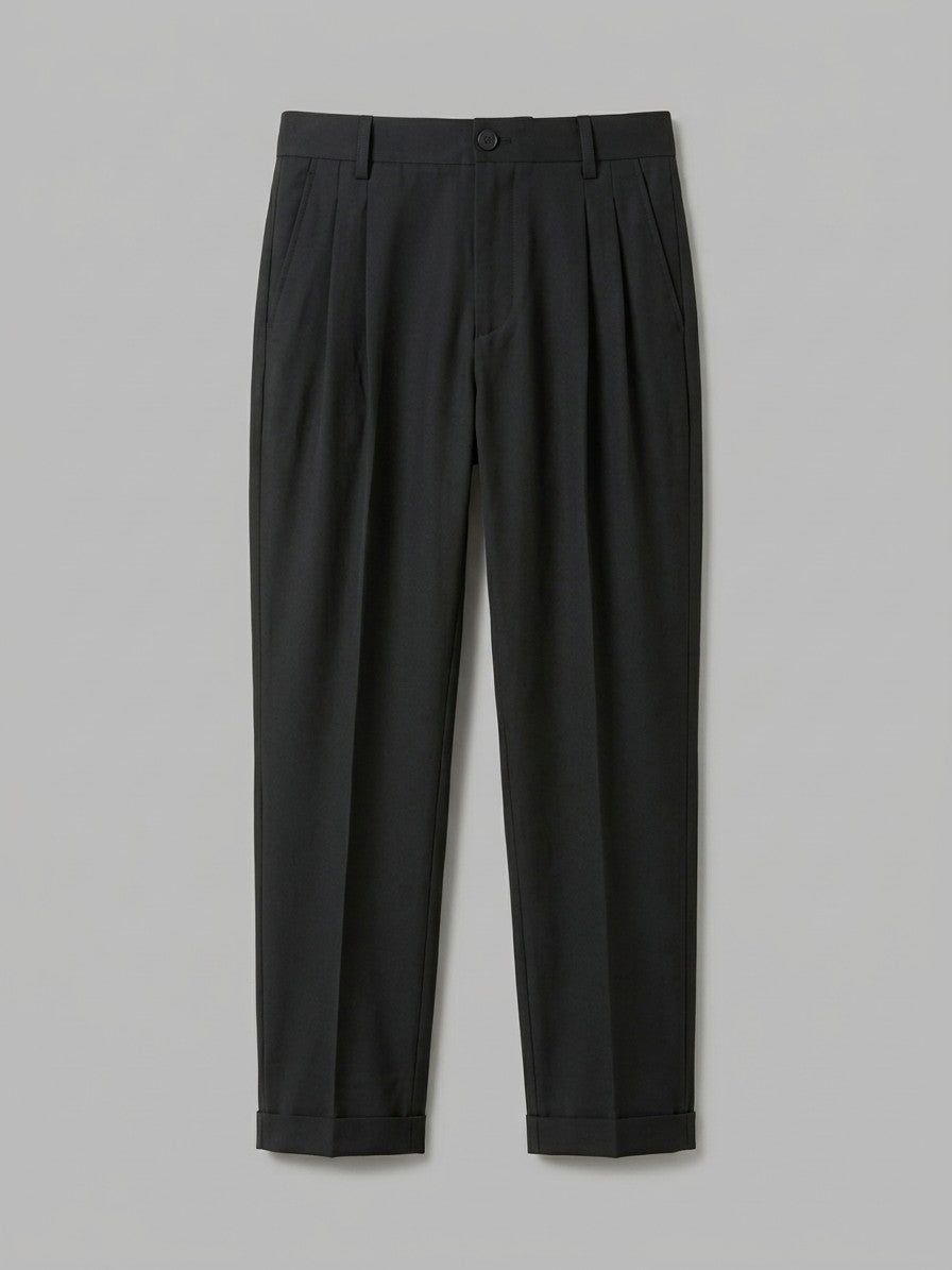 Siena Men's Pleated Tapered Trousers — black — packshot