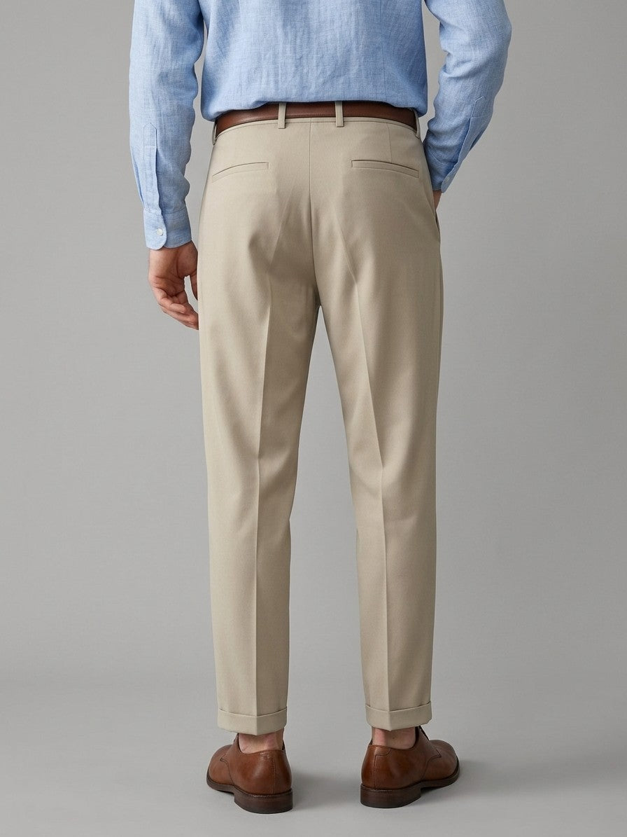Siena Men's Pleated Tapered Trousers — khaki — back