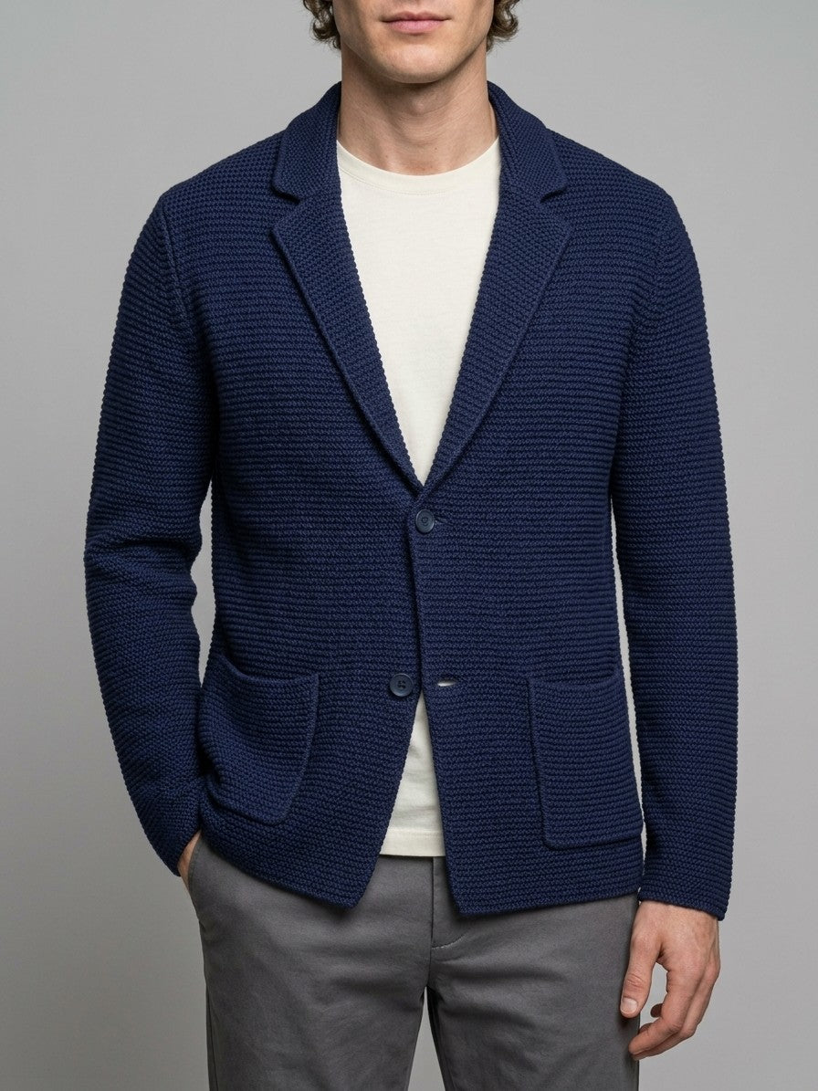 Sirmione Men's Knit Blazer — navyblue — front