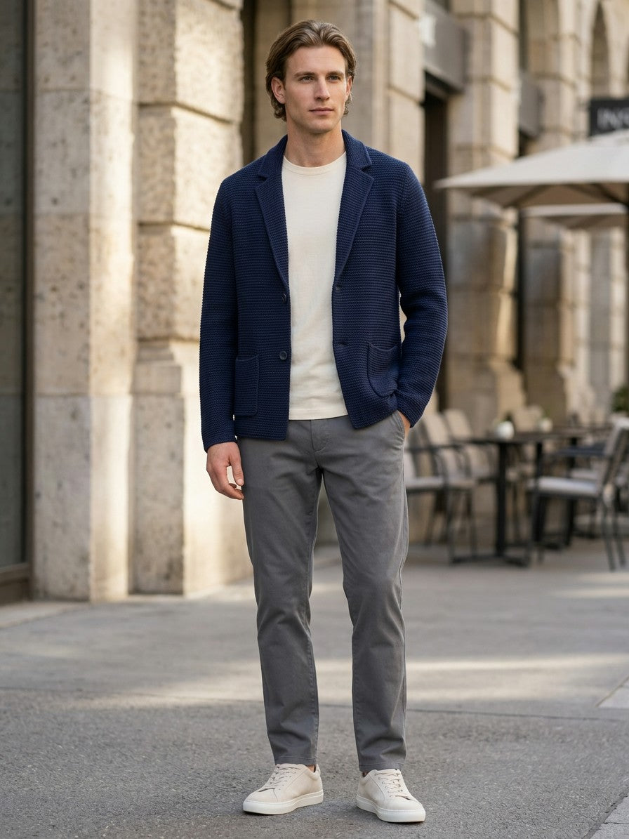 Sirmione Men's Knit Blazer — navyblue — lifestyle