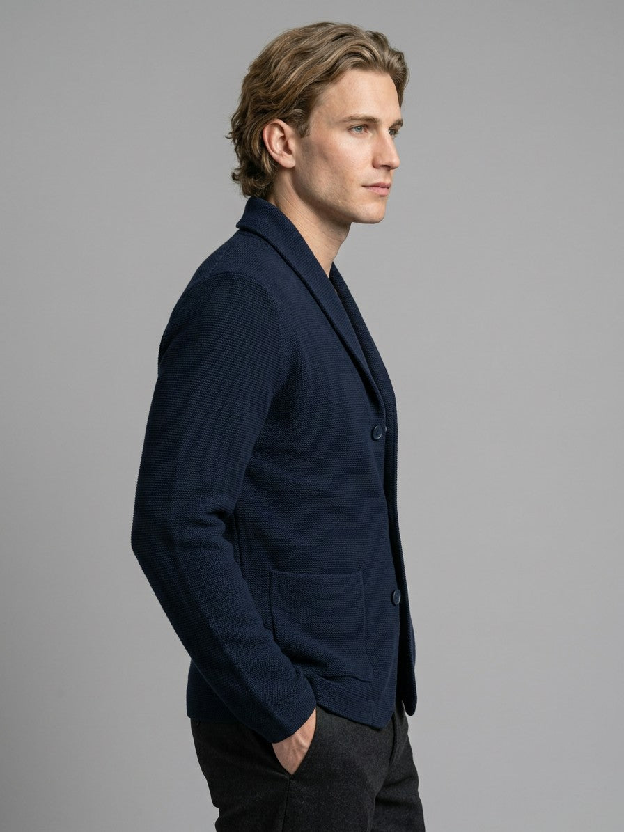 Sirmione Men's Knit Blazer — navyblue — side