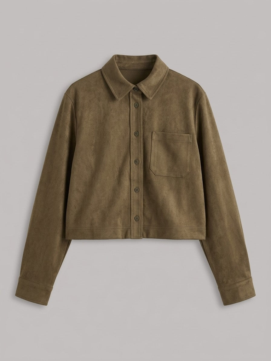 Sirolo Women's Cropped Suede Shirt Jacket — coffeebrown — packshot
