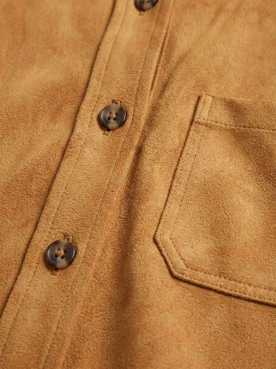 Sirolo Women's Cropped Suede Shirt Jacket — ochre — detail