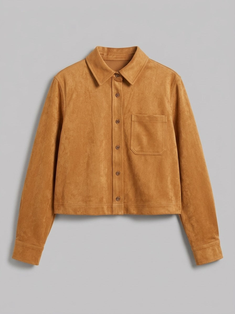 Sirolo Women's Cropped Suede Shirt Jacket — ochre — packshot