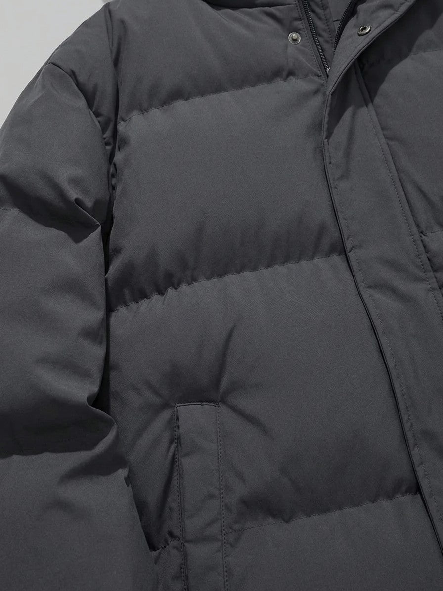 Soave Men's Wide-Channel Hooded Puffer Jacket — darkgray — detail