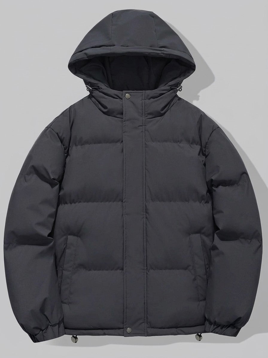 Soave Men's Wide-Channel Hooded Puffer Jacket — darkgray — packshot