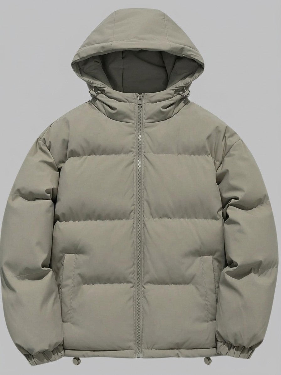 Soave Men's Wide-Channel Hooded Puffer Jacket — moss — packshot