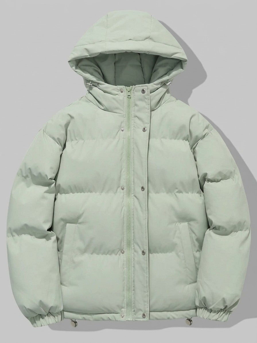 Soave Men's Wide-Channel Hooded Puffer Jacket — sage — packshot