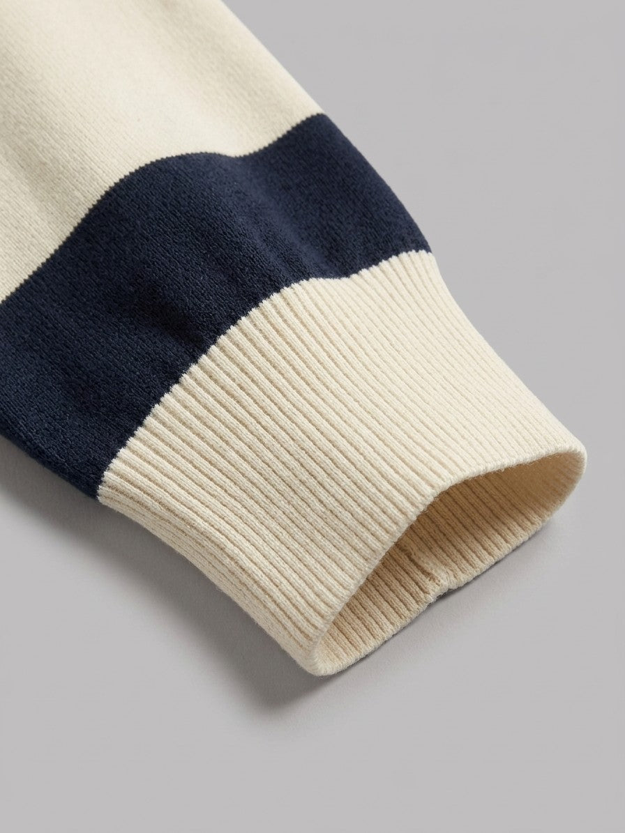Soncino Men's Block-Stripe Rugby Polo — navy — detail-2