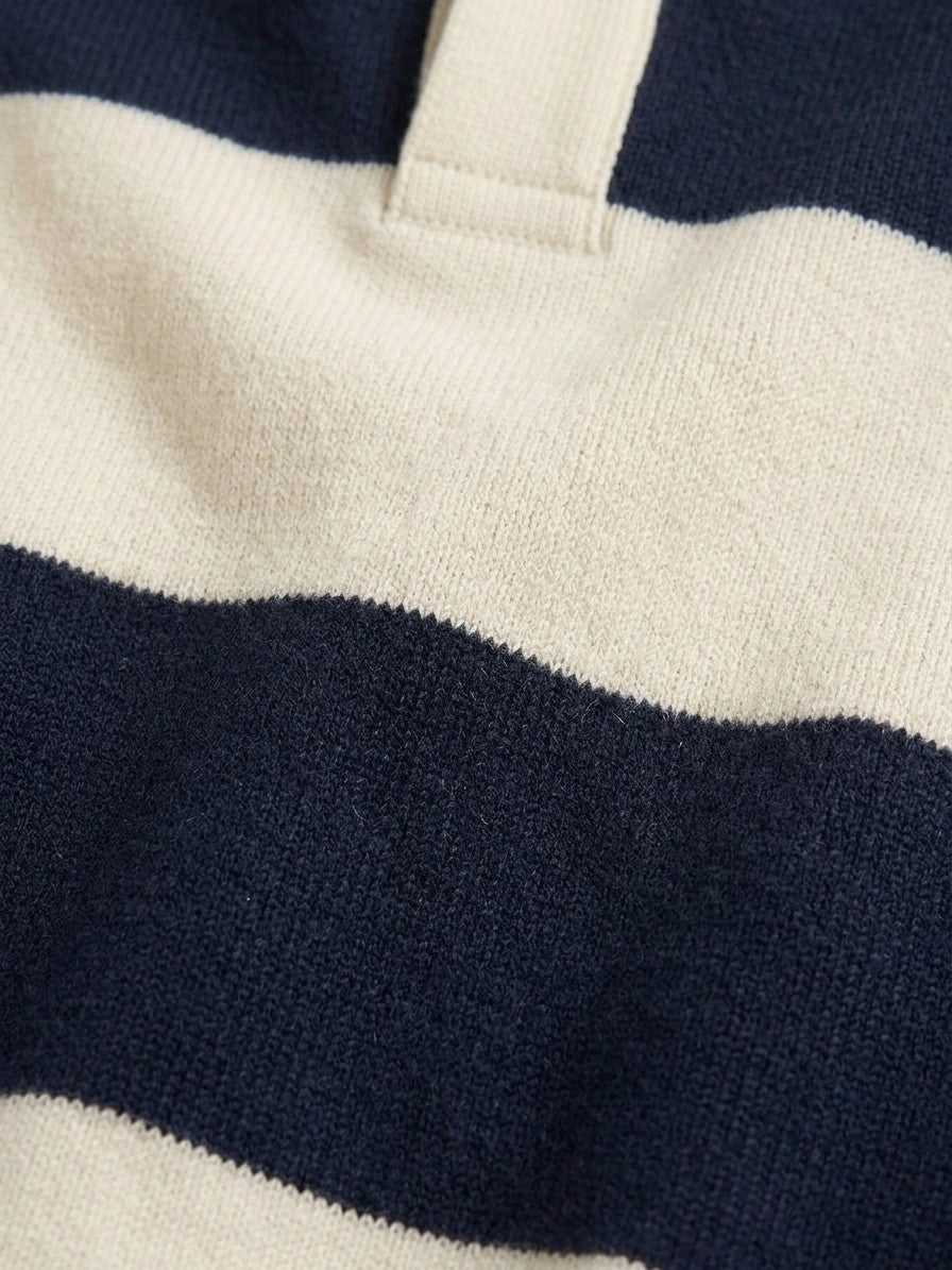 Soncino Men's Block-Stripe Rugby Polo — navy — detail-collar