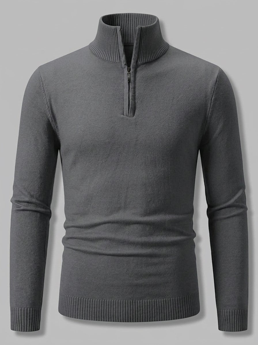 Sondrio Men's Quarter-Zip Stretch Knit Top — darkgray — packshot