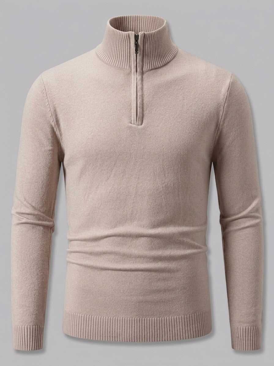 Sondrio Men's Quarter-Zip Stretch Knit Top — duststorm — packshot