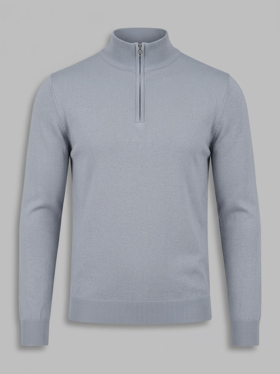 Sondrio Men's Quarter-Zip Stretch Knit Top — gray — packshot
