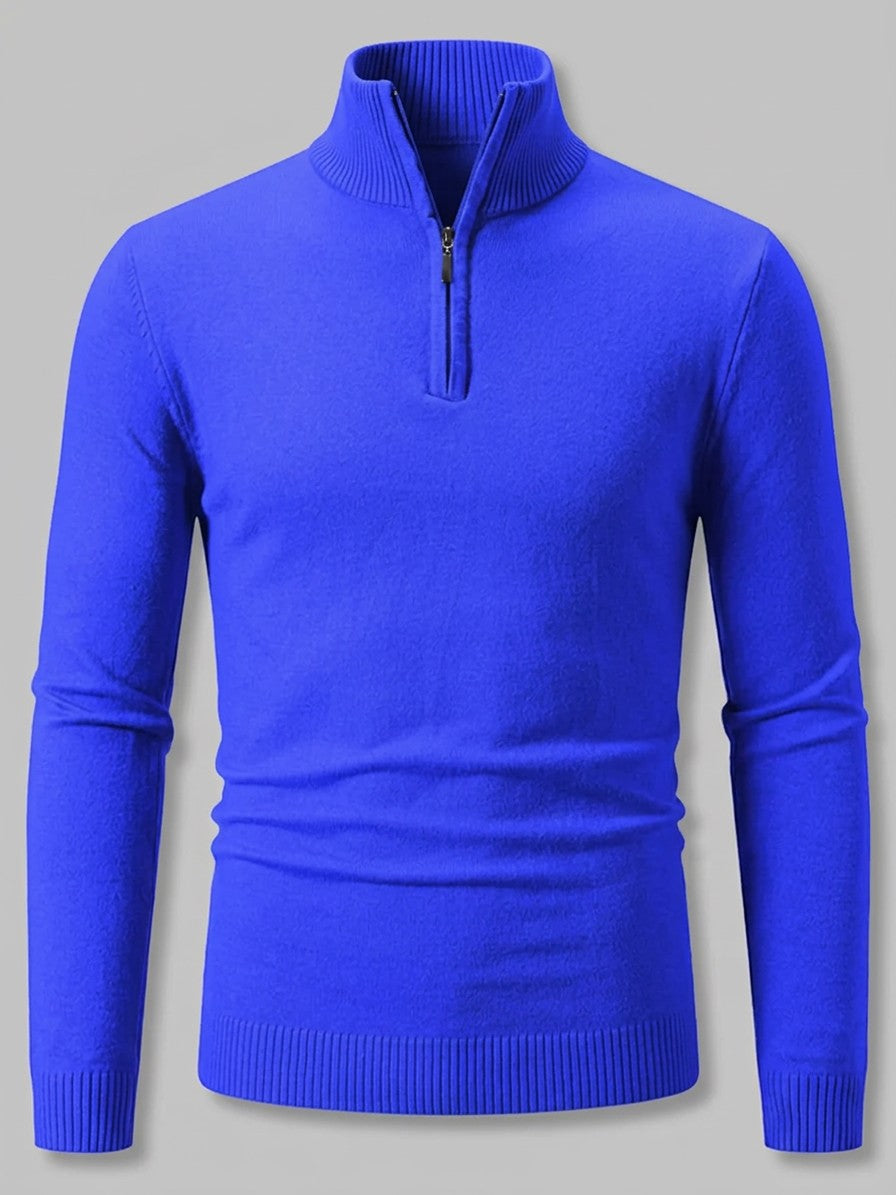 Sondrio Men's Quarter-Zip Stretch Knit Top — royalblue — packshot