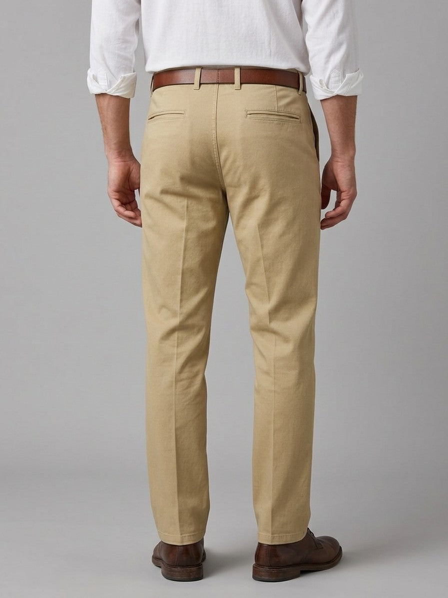 Sorano Men's Straight-Fit Pocketed Trousers — beige — back
