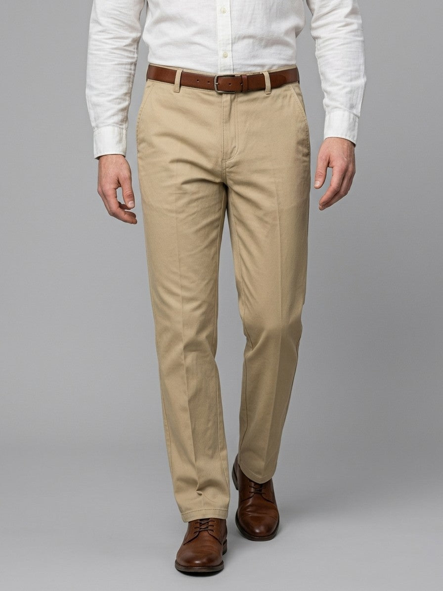 Sorano Men's Straight-Fit Pocketed Trousers — beige — front