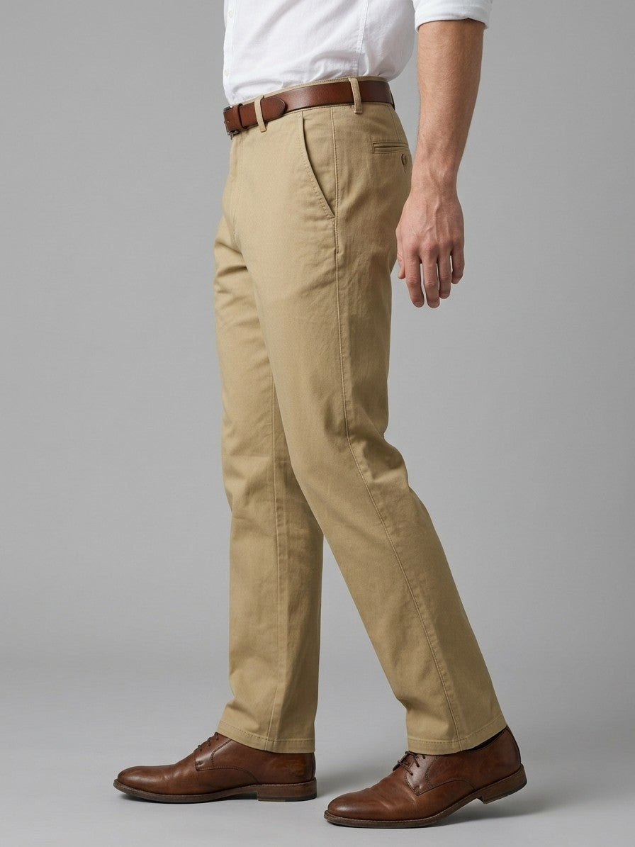 Sorano Men's Straight-Fit Pocketed Trousers — beige — side