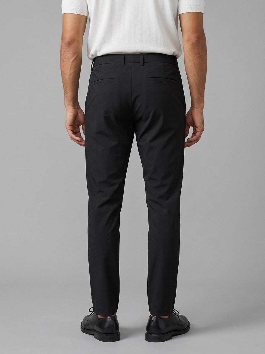 Soren Men's Pocketed Tapered Trousers — black — back