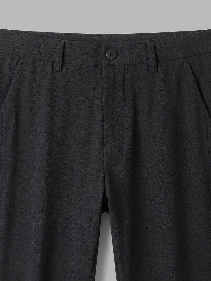 Soren Men's Pocketed Tapered Trousers — black — detail-collar