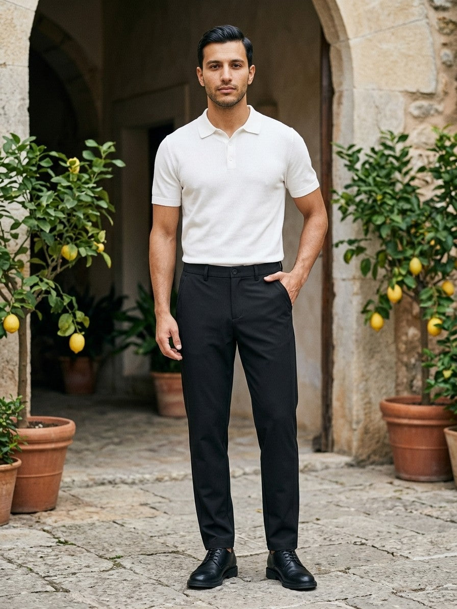 Soren Men's Pocketed Tapered Trousers — black — lifestyle