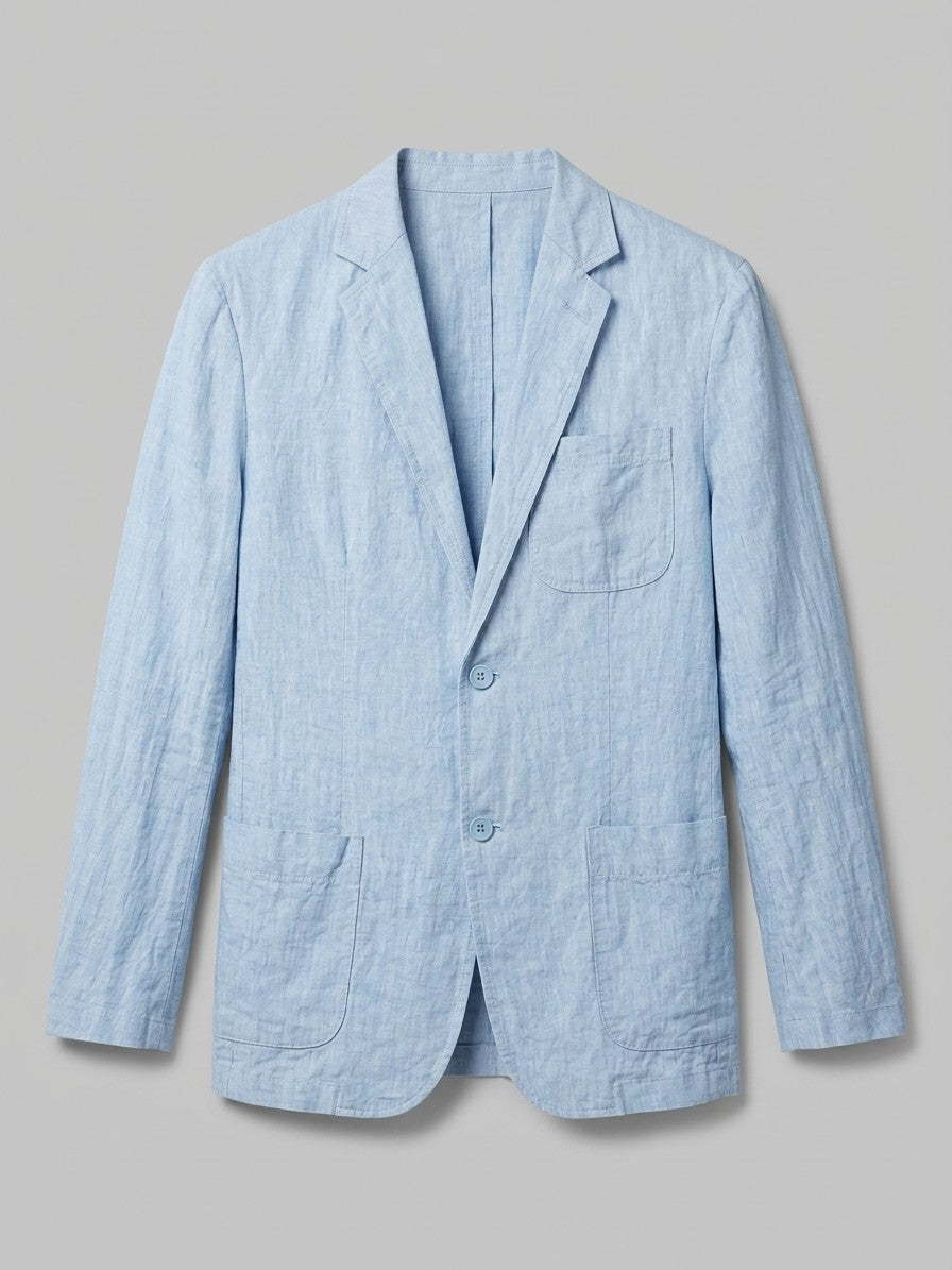 Sorico Men's Washed Linen Patch-Pocket Blazer — skyblue — packshot