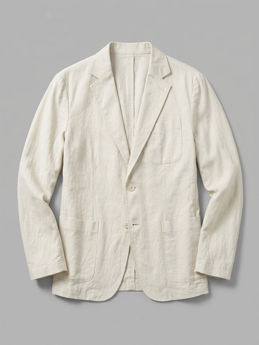 Sorico Men's Washed Linen Patch-Pocket Blazer — white — packshot