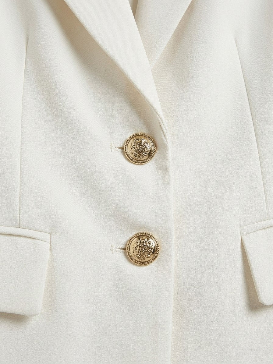 Sperlonga Women's Two-Button Fitted Blazer — white — detail-collar