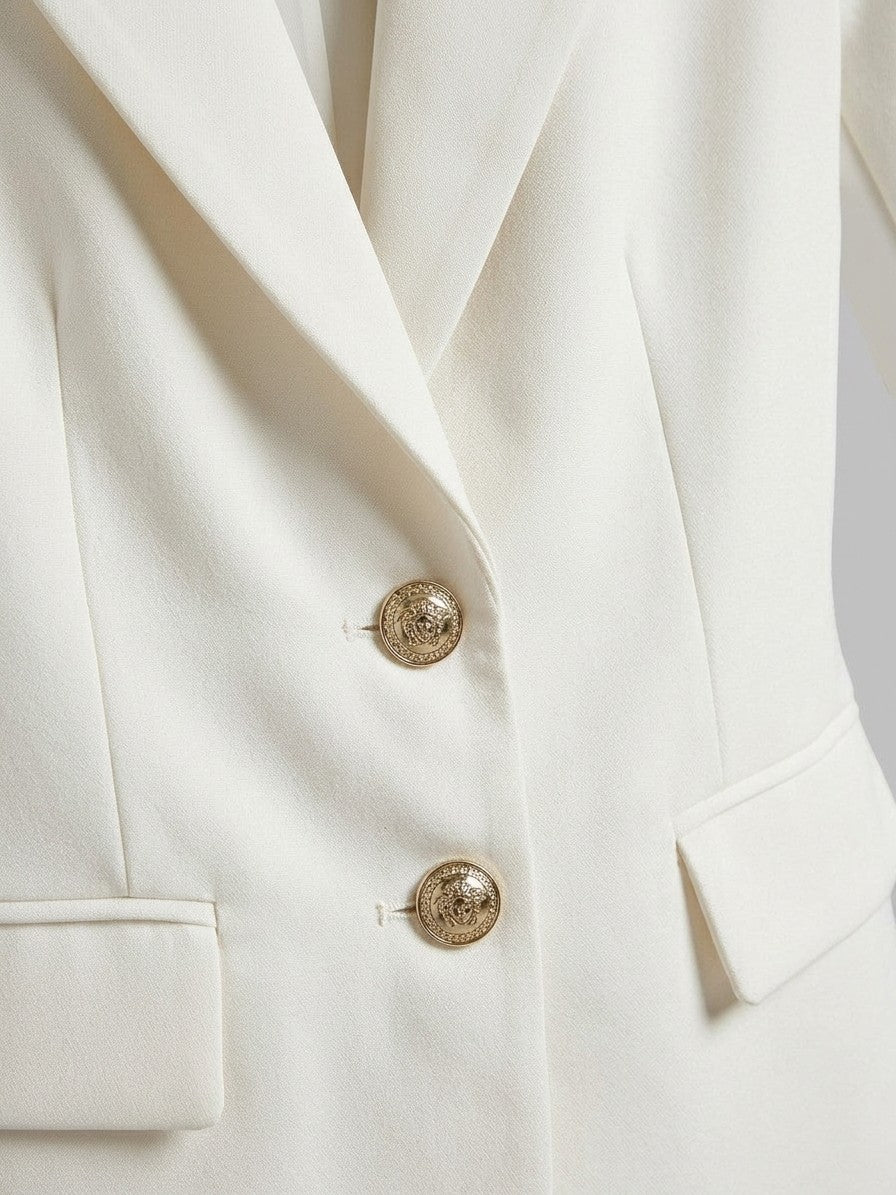 Sperlonga Women's Two-Button Fitted Blazer — white — detail