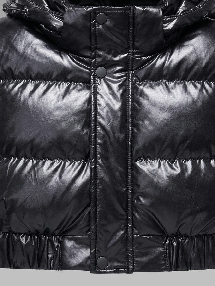 Spilimbergo Men's Hooded Puffer Jacket — black — detail-2