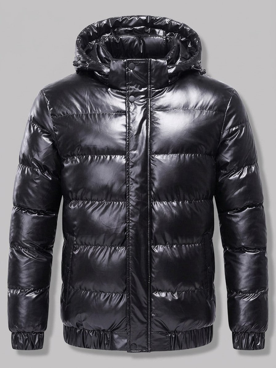 Spilimbergo Men's Hooded Puffer Jacket — black — packshot
