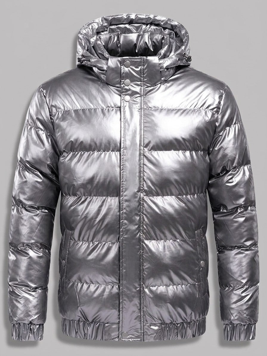 Spilimbergo Men's Hooded Puffer Jacket — grey — packshot