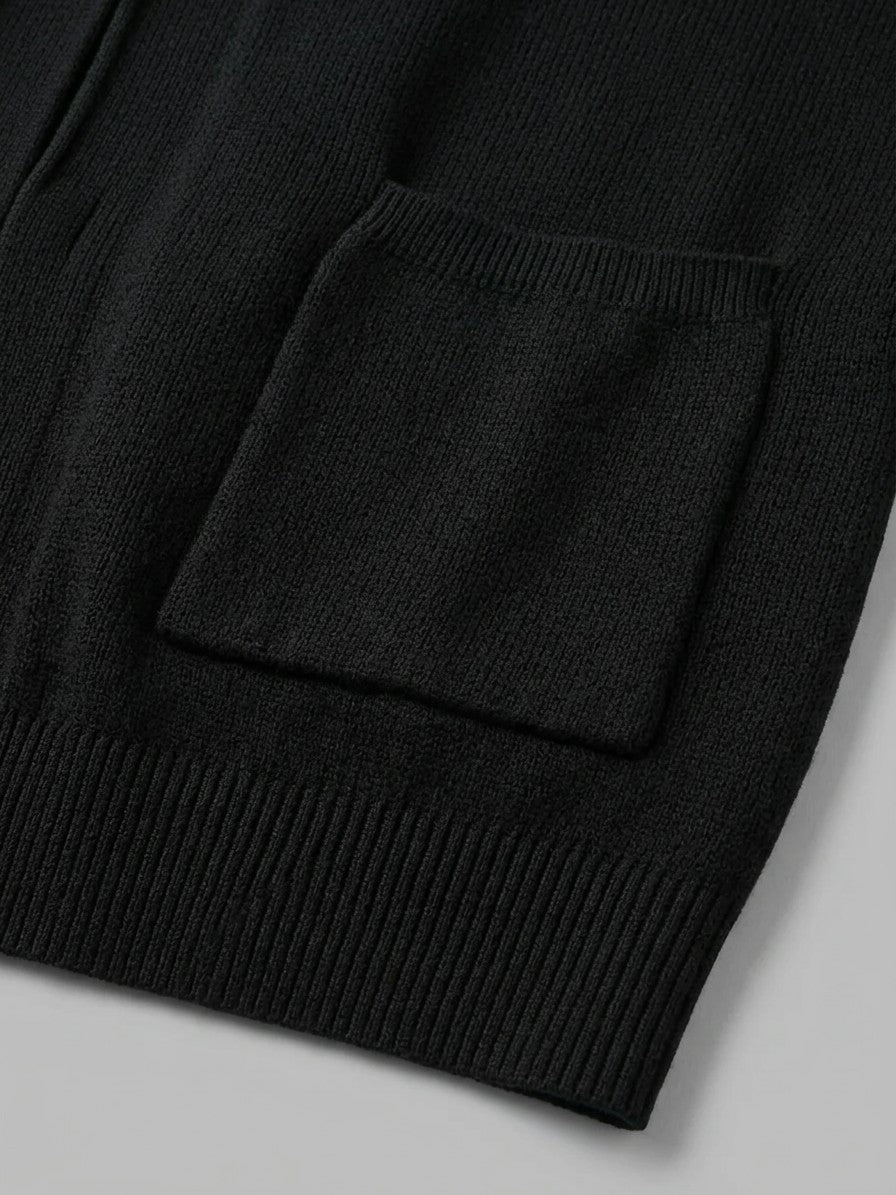 Spoleto Men's Knit Blazer-Cardigan — black — detail-alt