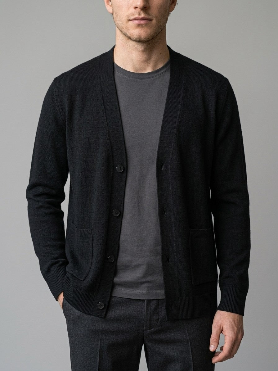 Spoleto Men's Knit Blazer-Cardigan — black — front