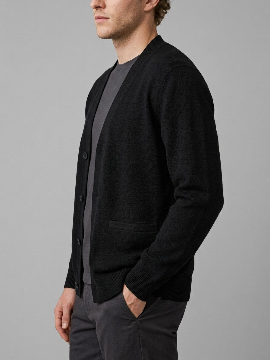 Spoleto Men's Knit Blazer-Cardigan — black — side