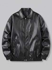 Spotorno Men's Shirt-Collar Faux Leather Jacket