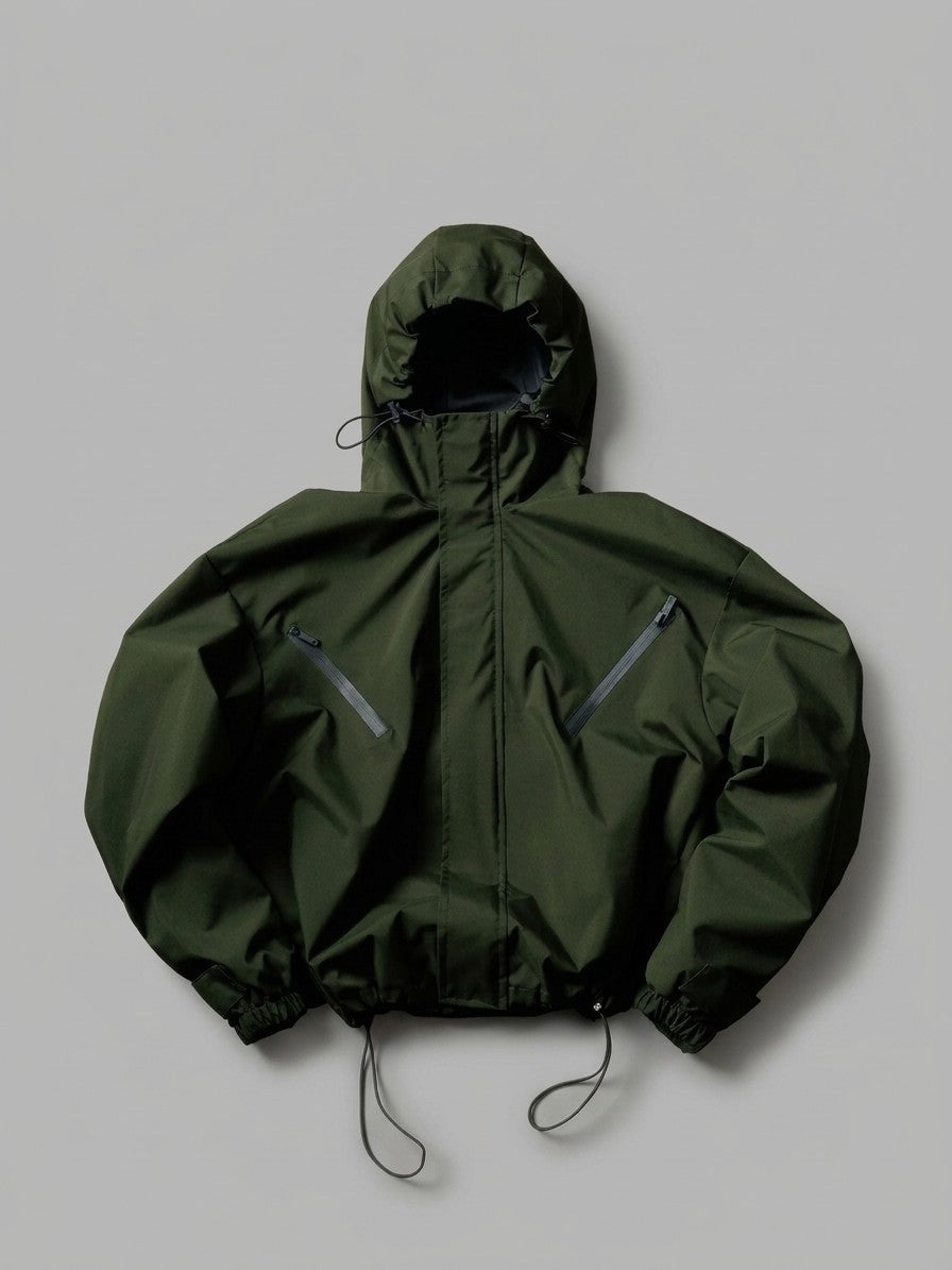 Stradella Men's Diagonal-Zip Hooded Windbreaker — armygreen — packshot