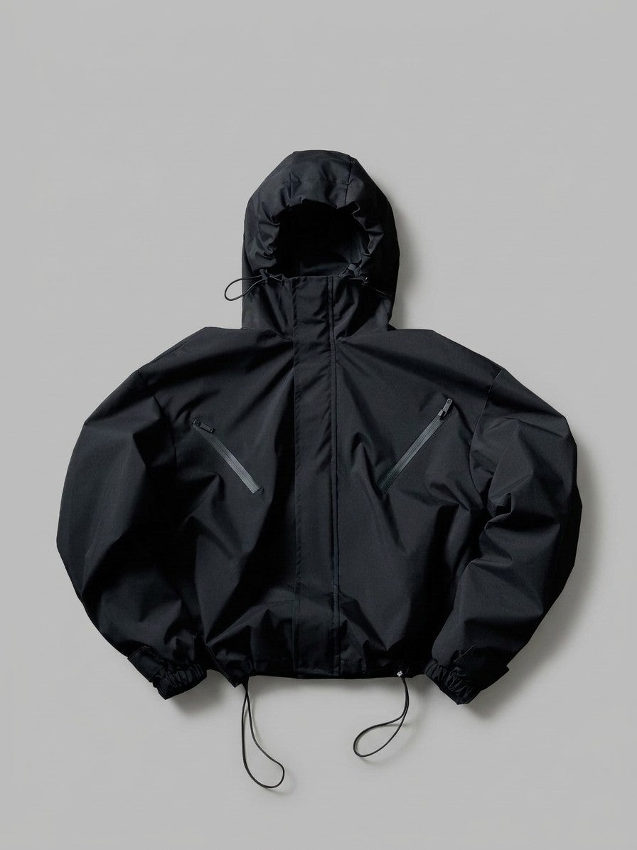Stradella Men's Diagonal-Zip Hooded Windbreaker — black — packshot