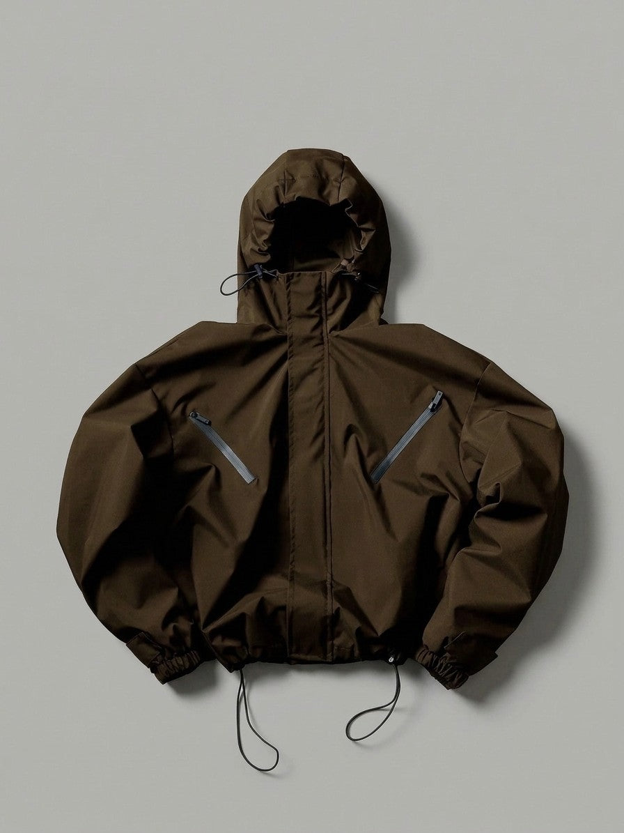 Stradella Men's Diagonal-Zip Hooded Windbreaker — brown — packshot
