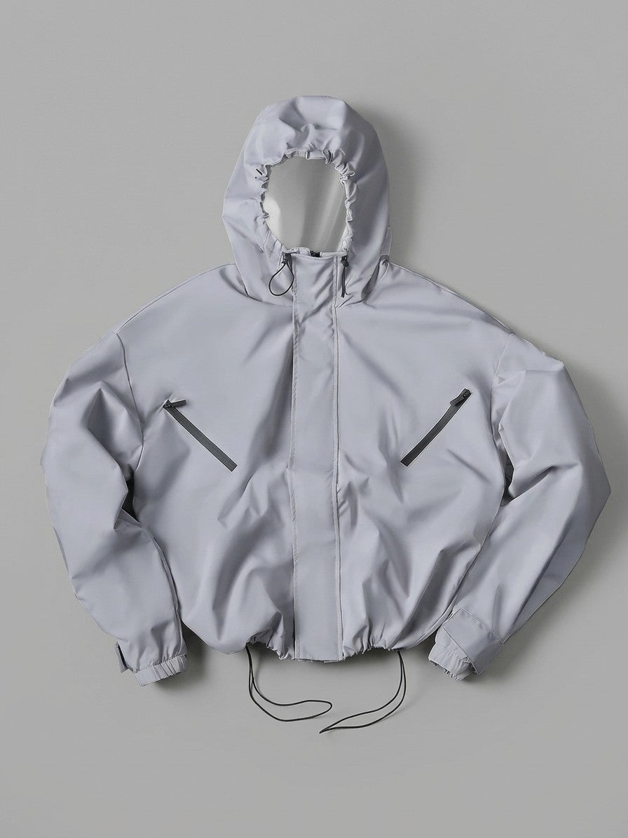 Stradella Men's Diagonal-Zip Hooded Windbreaker — lightgrey — packshot