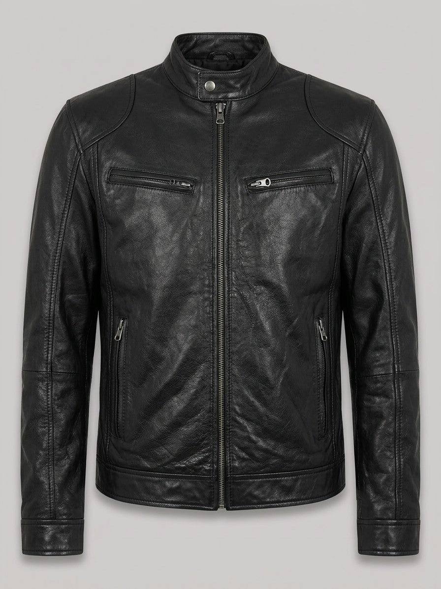 Stresa Men's Leather-Look Biker Jacket — black — packshot