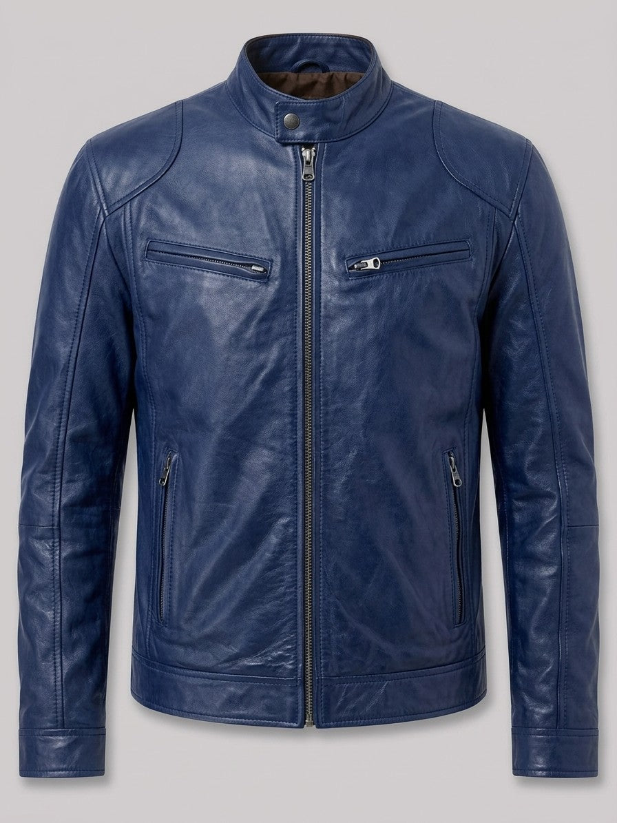 Stresa Men's Leather-Look Biker Jacket — blue — packshot
