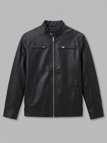 Subiaco Men's Snap-Collar Faux Leather Racer Jacket