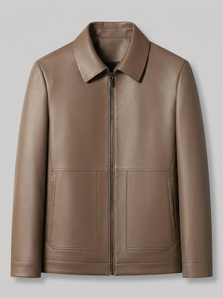 Taormina Men's Leather-Look Coach Jacket — brown — packshot