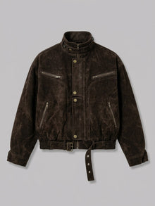 Taranto Men's Belted Canvas Moto Jacket