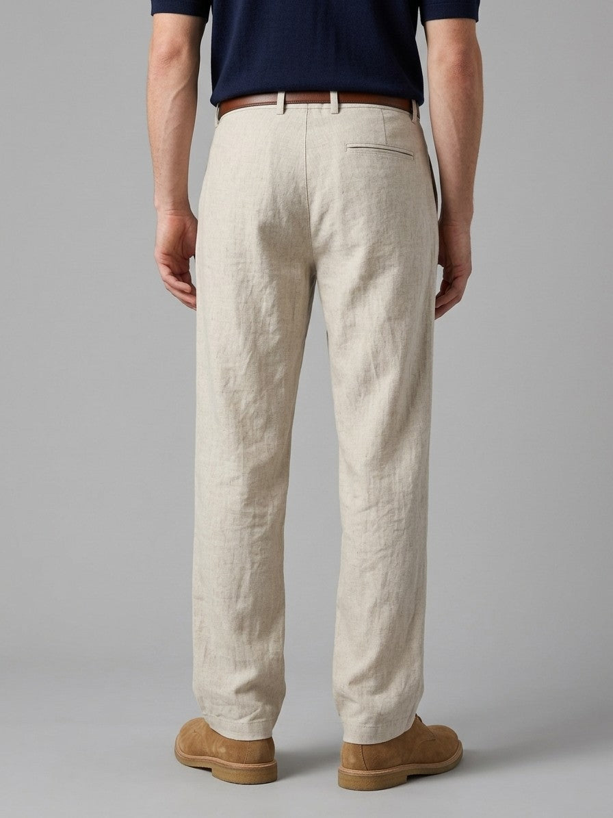 Tavira Men's Flax-Cotton Pants — naturalbeige — back