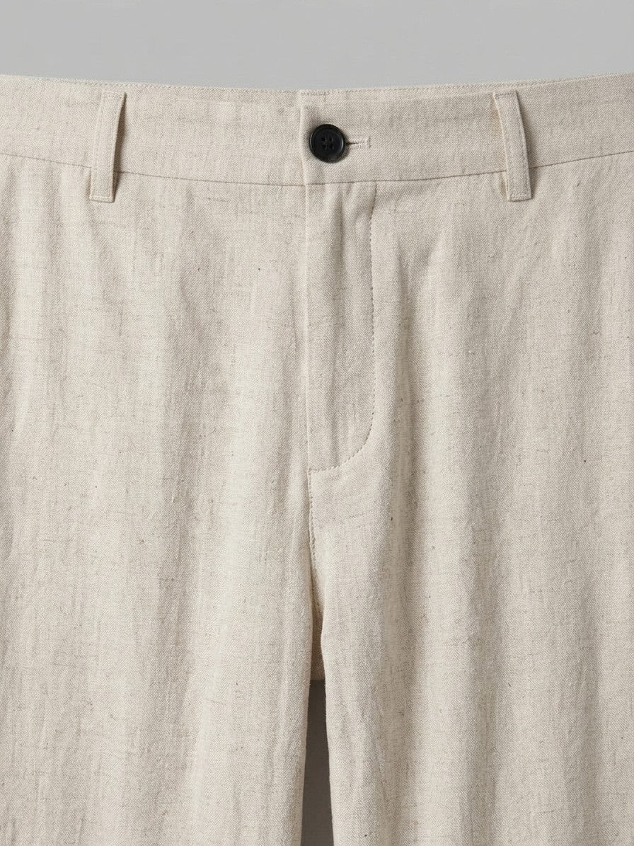 Tavira Men's Flax-Cotton Pants — naturalbeige — detail-2