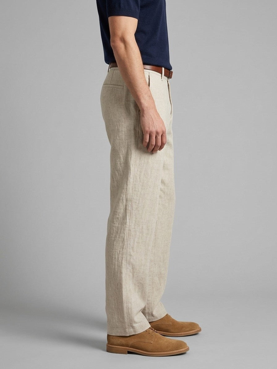 Tavira Men's Flax-Cotton Pants — naturalbeige — side