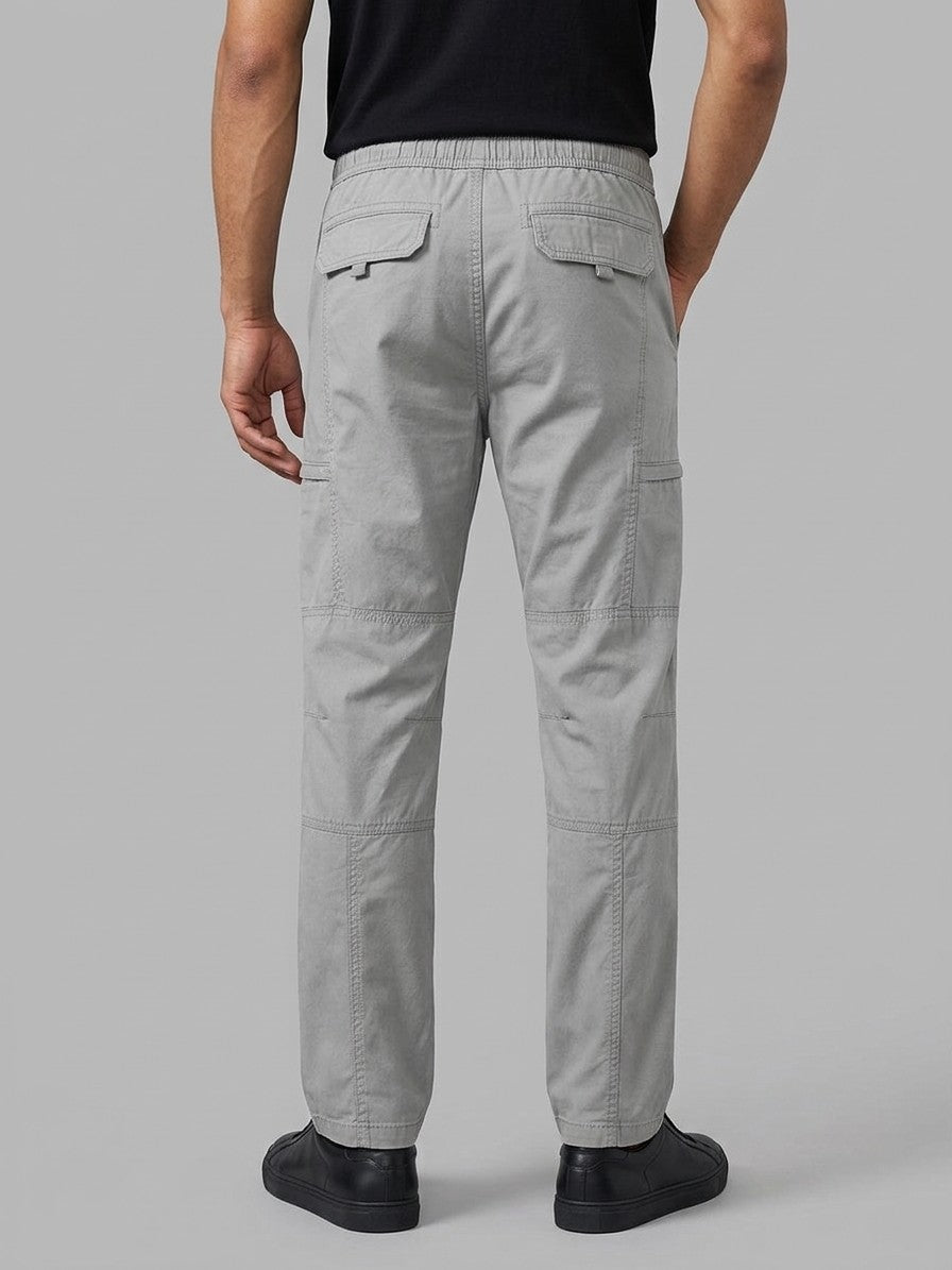 Teramo Men's Six-Pocket Straight Cargo Pants — lightgrey — back