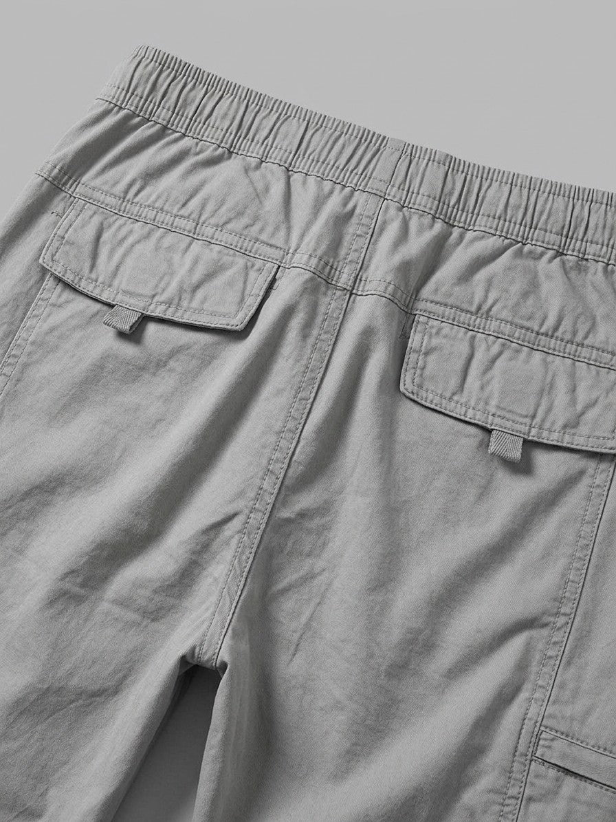 Teramo Men's Six-Pocket Straight Cargo Pants — lightgrey — detail-collar