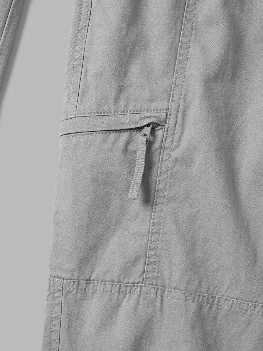 Teramo Men's Six-Pocket Straight Cargo Pants — lightgrey — detail